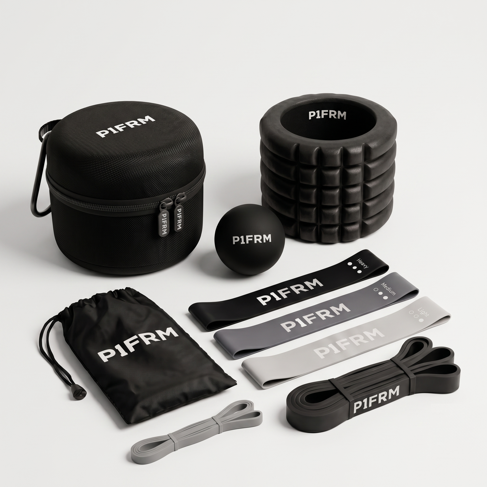 Kit PROTOCOL 1 : mini rouleau, balle de massage, 3 mini-bandes et 2 power bands